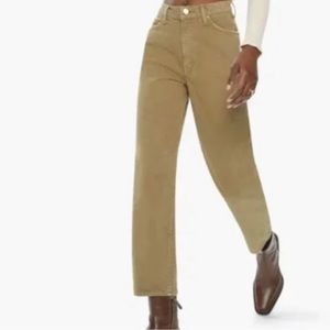 MOTHER SNACKS Womens 26 Khaki High Waisted Straight Leg Jeans